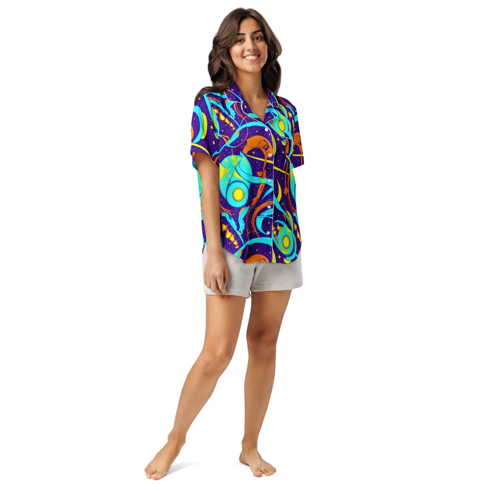 Stellar Swirl on Women's Short Sleeve Pajama Top — Front