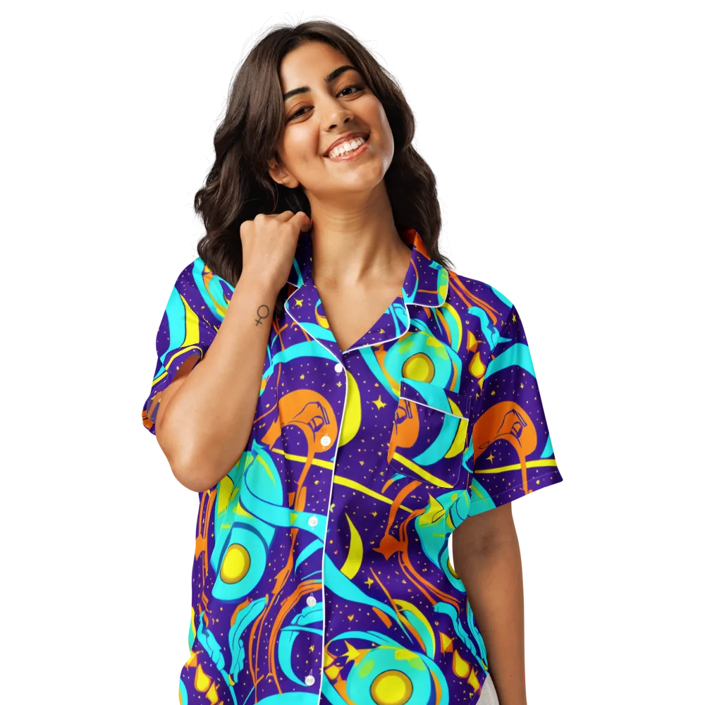 Stellar Swirl on Women's Short Sleeve Pajama Top — Front