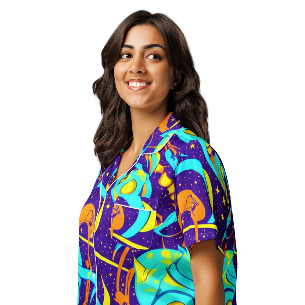 Stellar Swirl on Women's Short Sleeve Pajama Top — Left Front