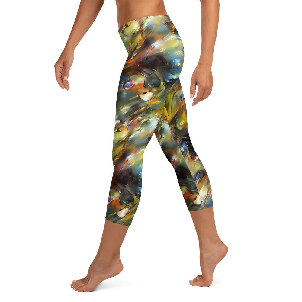 Brushwork Blaze on Capri Leggings — Left