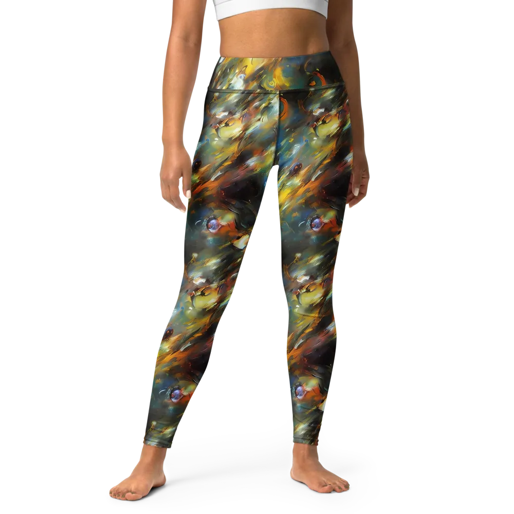Brushwork Blaze on Yoga Leggings — Front