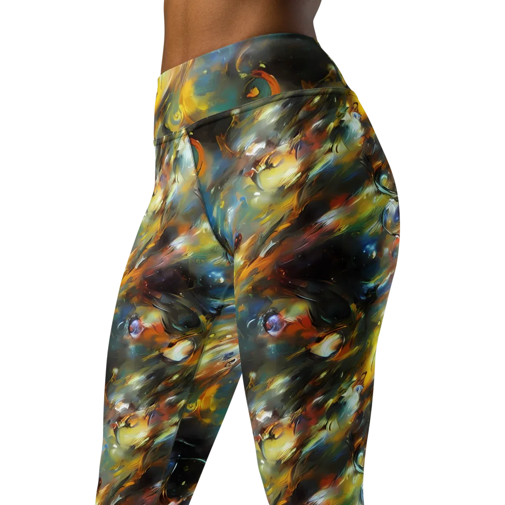 Brushwork Blaze on Yoga Leggings — Left Front