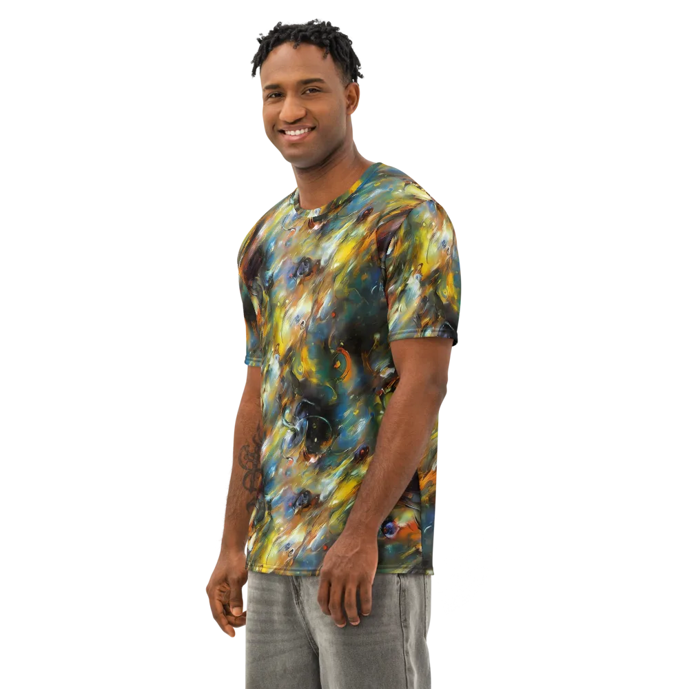 Brushwork Blaze on Men's Cotton Crew Neck T-Shirt — Left Front