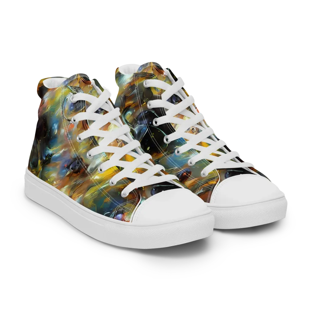 Brushwork Blaze on Men's High Top Canvas Shoes — Right Front