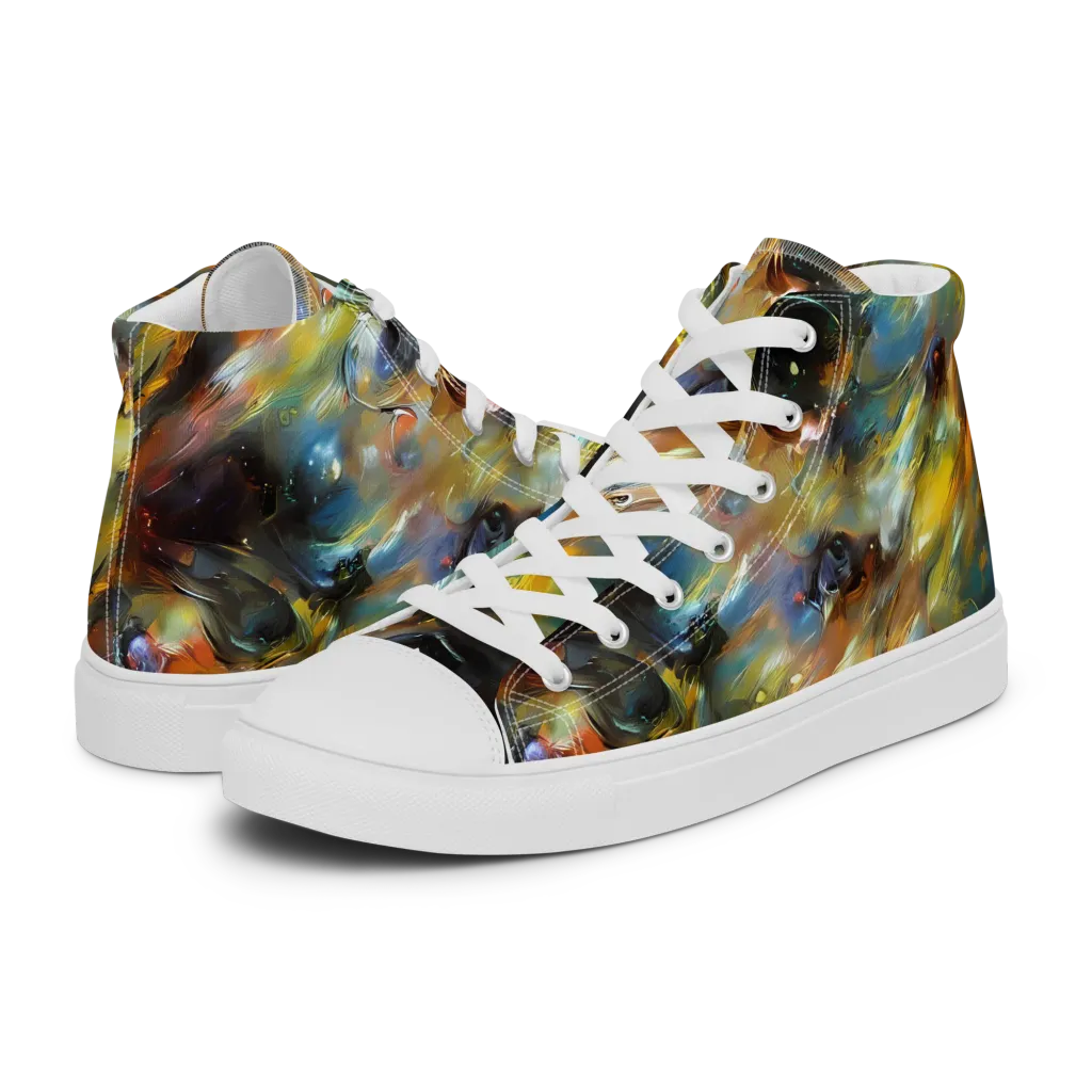 Brushwork Blaze on Men's High Top Canvas Shoes — Left