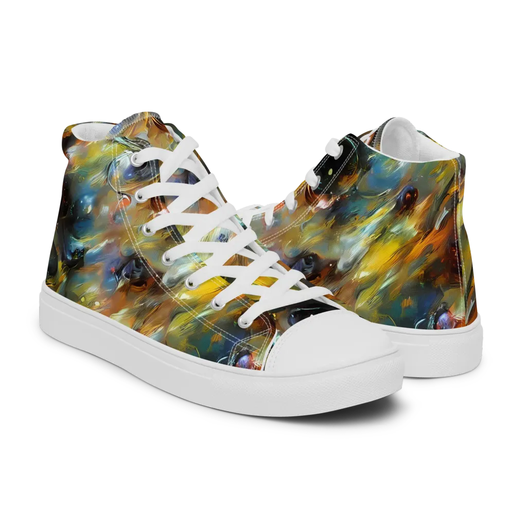 Brushwork Blaze on Men's High Top Canvas Shoes — Right