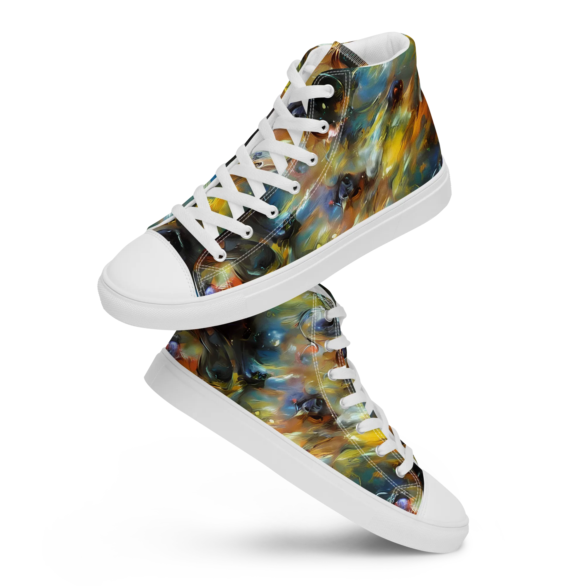 Brushwork Blaze on Men's High Top Canvas Shoes — Front