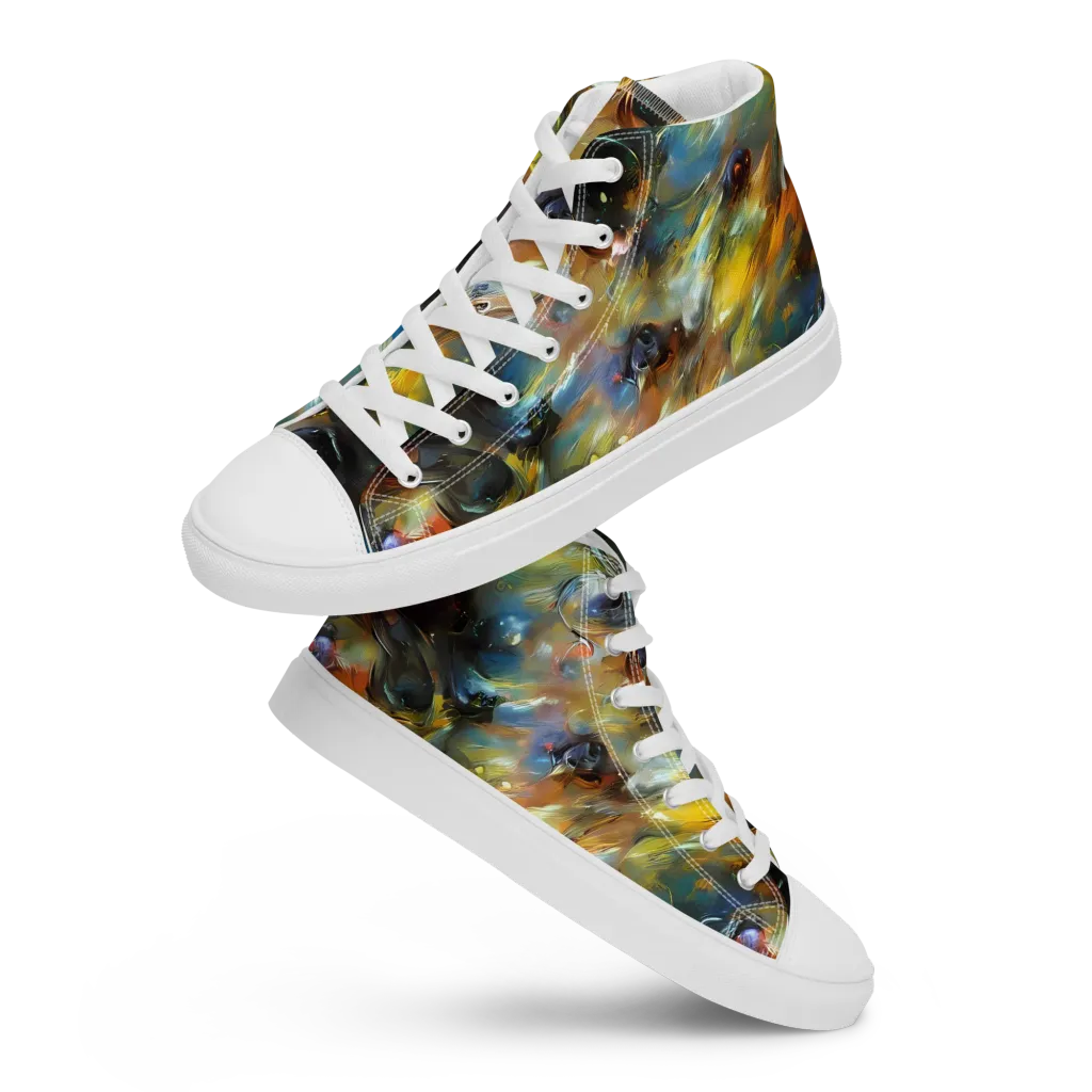 Brushwork Blaze on Men's High Top Canvas Shoes — Front