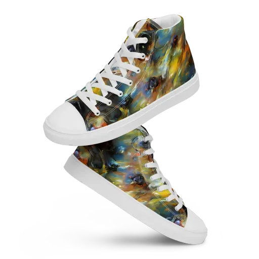 Brushwork Blaze on a Men's High Top Canvas Shoes