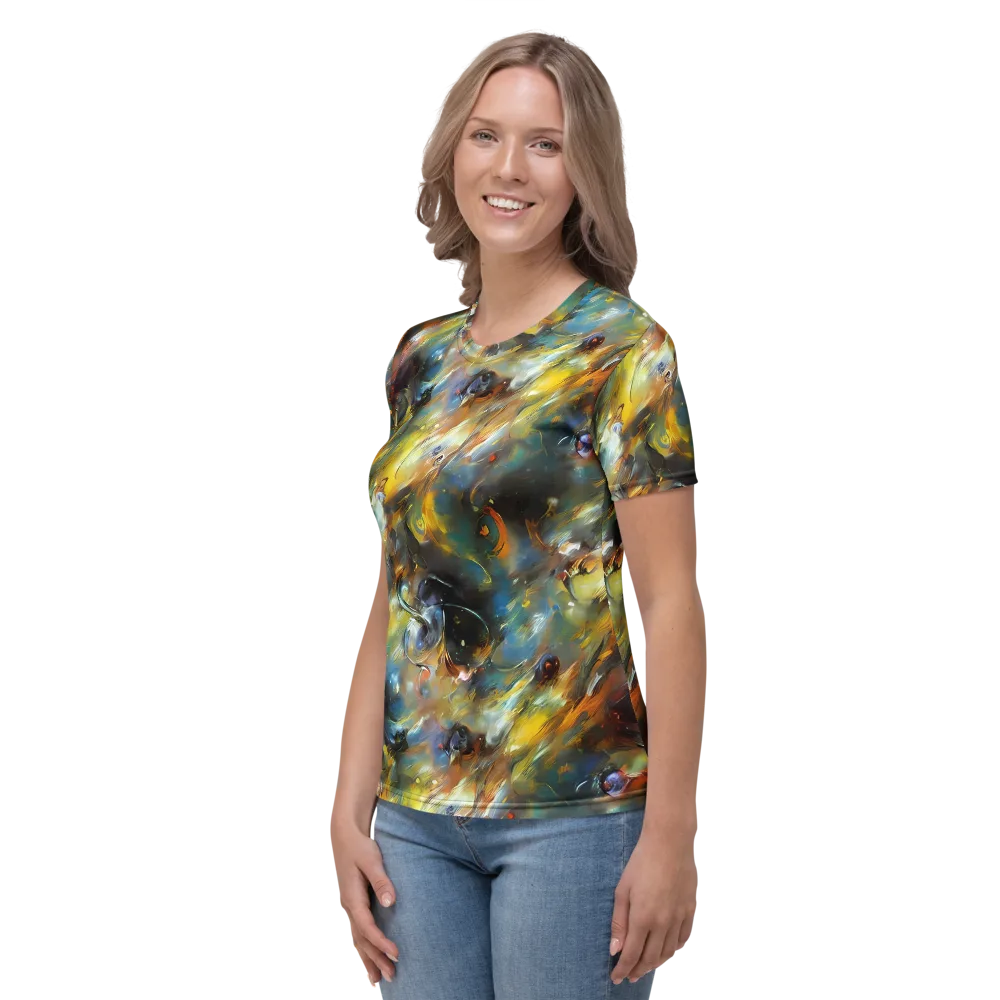 Brushwork Blaze on Women's Crew Neck T-Shirt — Left