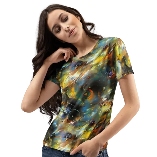 Brushwork Blaze on a Women's Crew Neck T-Shirt