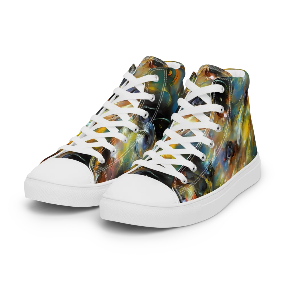 Brushwork Blaze on Women's High Top Canvas Shoes — Left Front