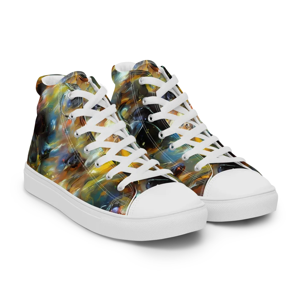 Brushwork Blaze on Women's High Top Canvas Shoes — Right Front