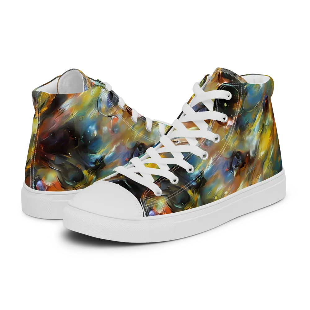 Brushwork Blaze on Women's High Top Canvas Shoes — Left