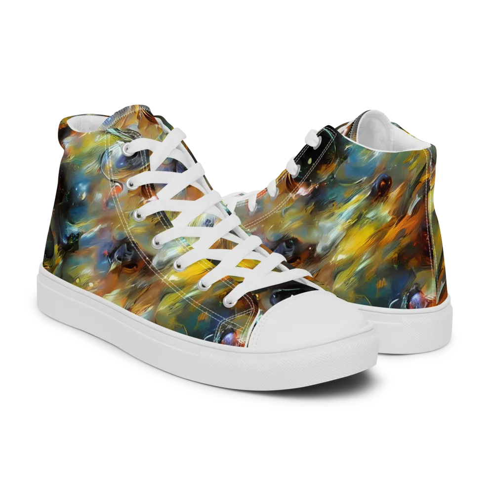 Brushwork Blaze on Women's High Top Canvas Shoes — Right