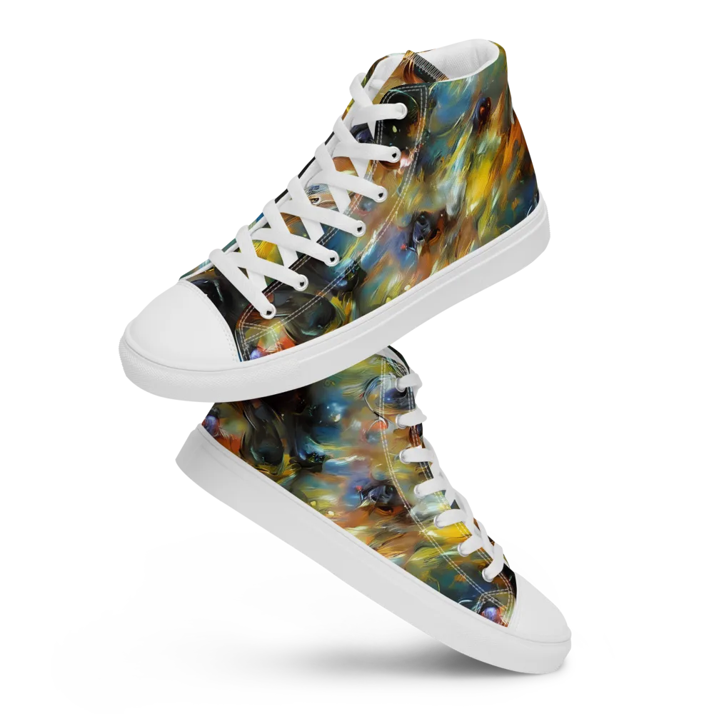 Brushwork Blaze on Women's High Top Canvas Shoes — Front