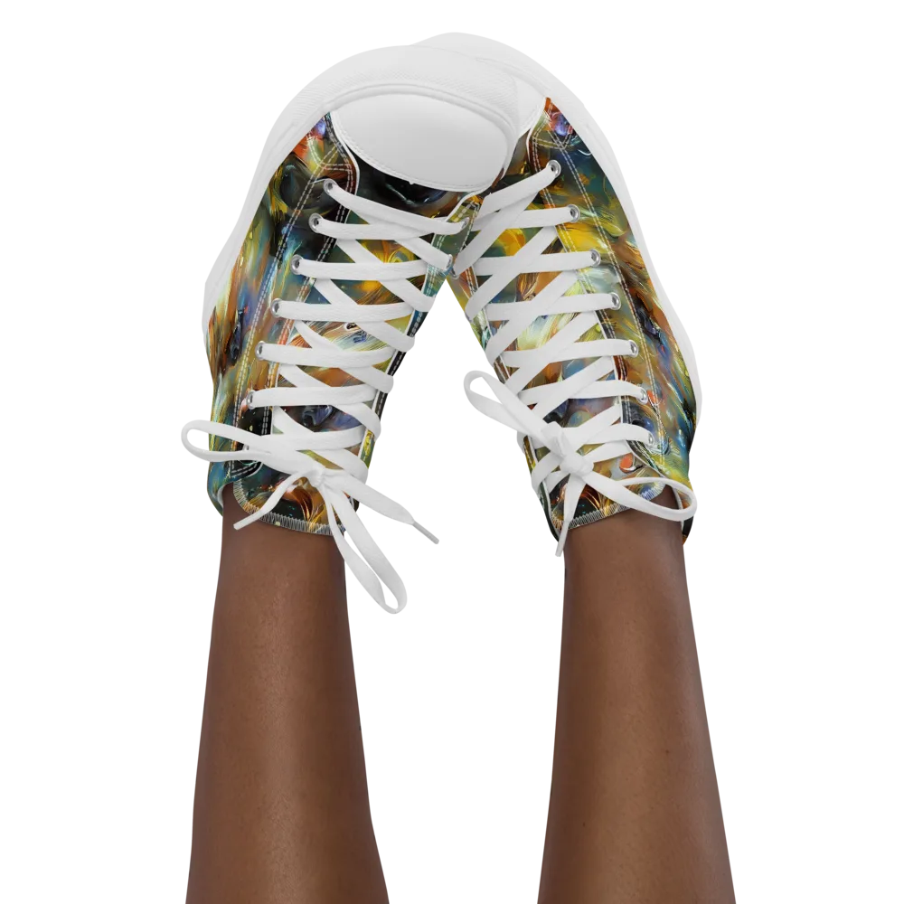 Brushwork Blaze on Women's High Top Canvas Shoes — Front