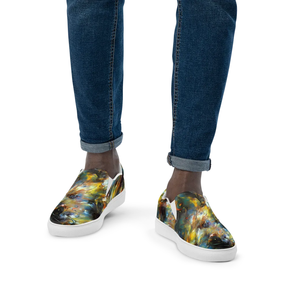 Brushwork Blaze on Men's Slip-On Canvas Shoes — Front
