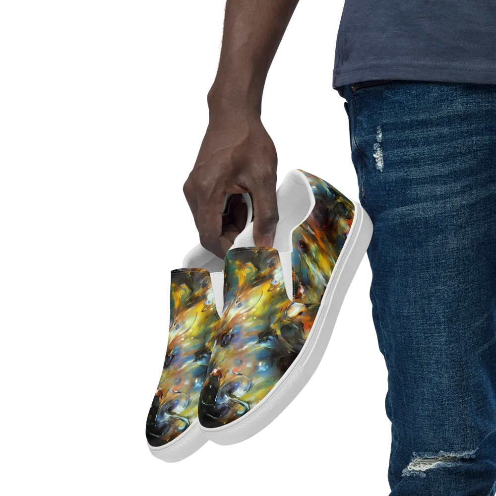 Brushwork Blaze on Men's Slip-On Canvas Shoes — Left Front