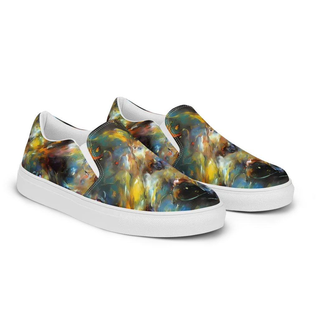 Brushwork Blaze on Women's Slip-On Canvas Shoes — Right Front