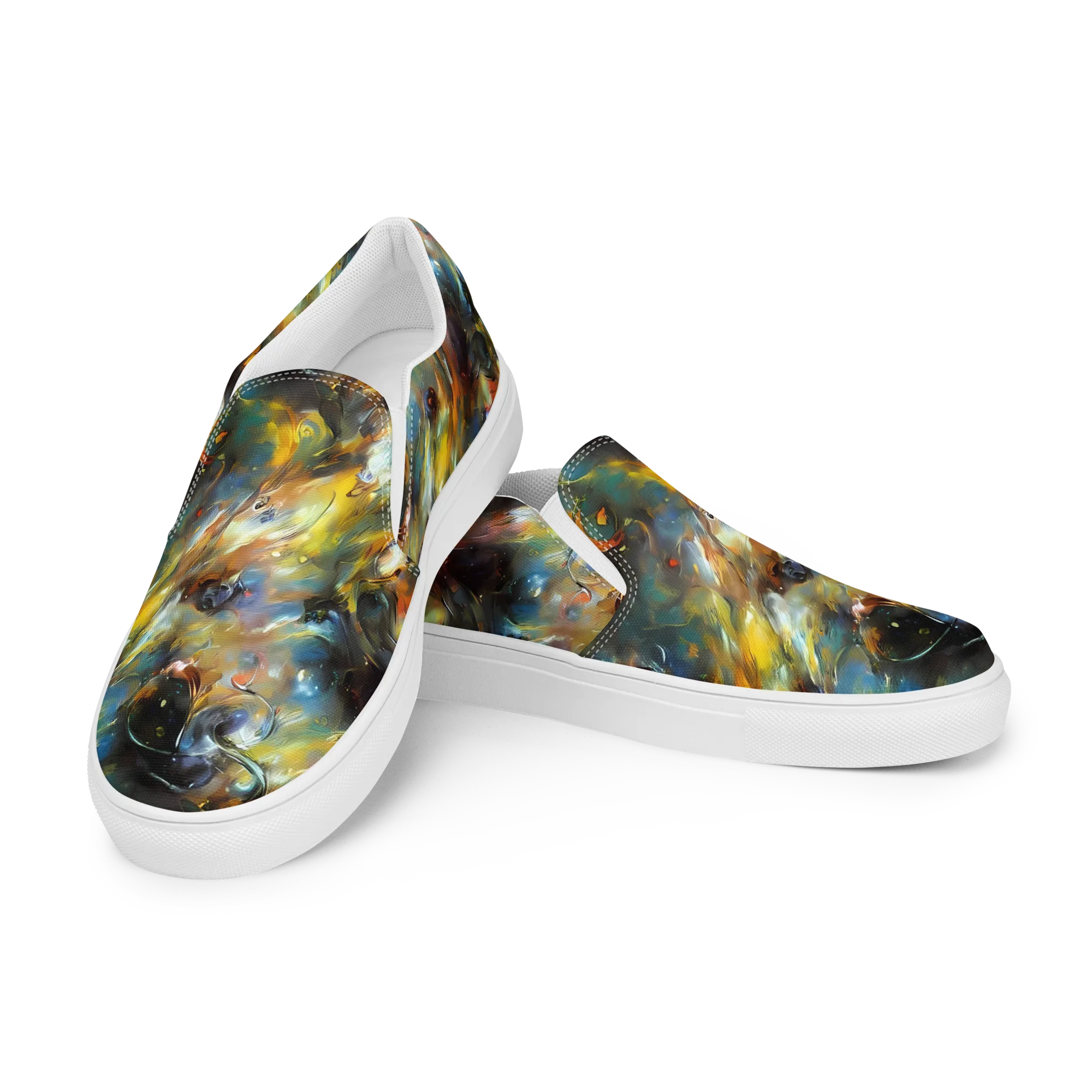 Brushwork Blaze on Women's Slip-On Canvas Shoes — Left Front