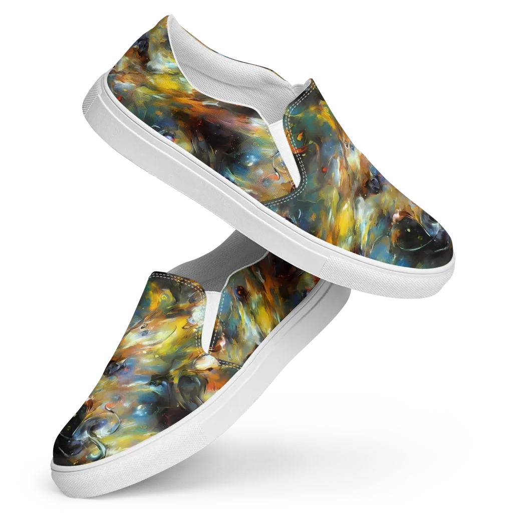 Brushwork Blaze on Women's Slip-On Canvas Shoes — Front