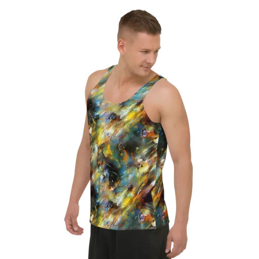 Brushwork Blaze on a Men's Tank Top