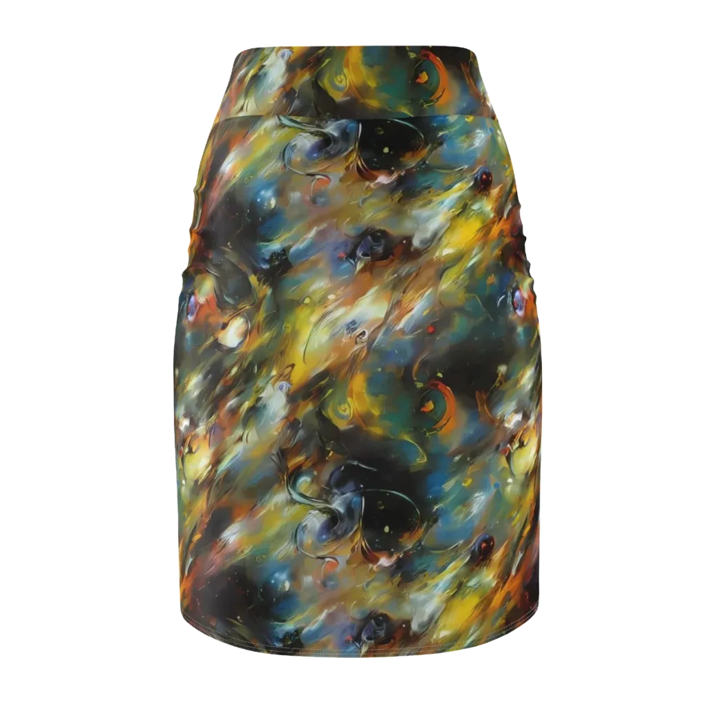 Brushwork Blaze on Pencil Skirt — Back