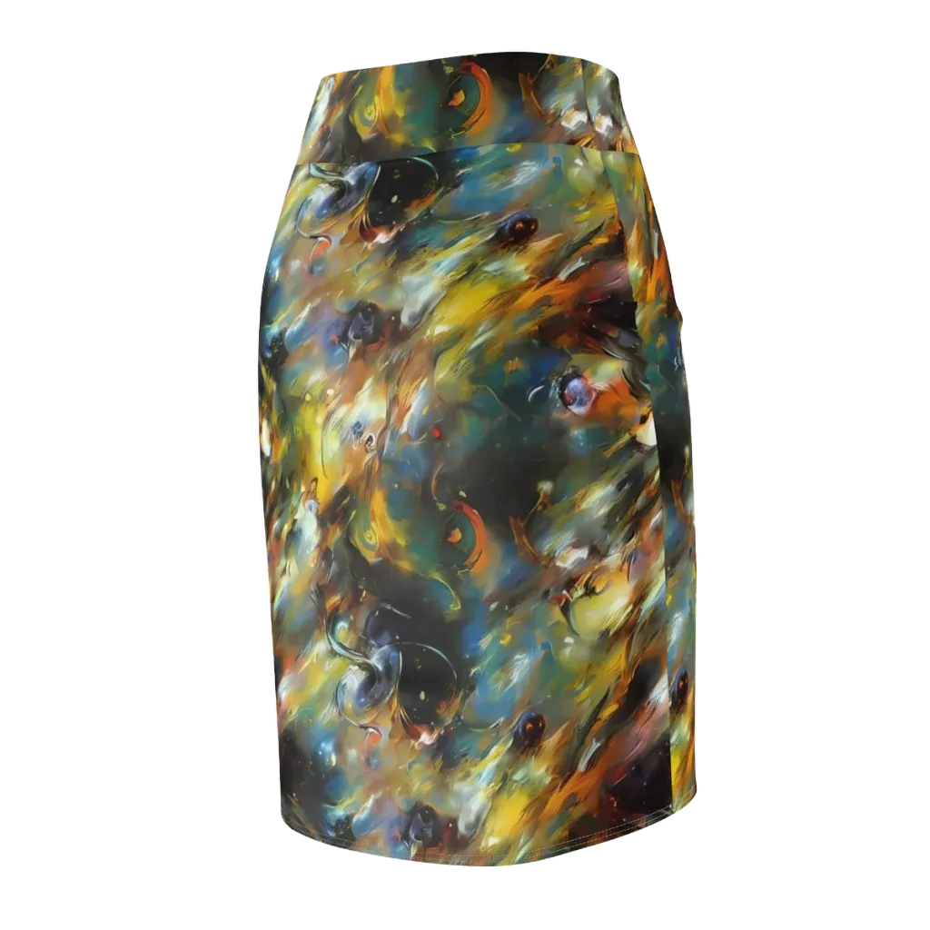 Brushwork Blaze on Pencil Skirt — Back Side