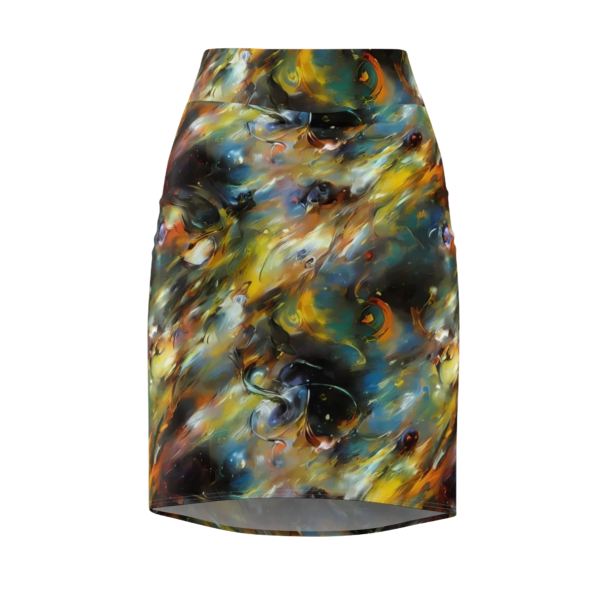 Brushwork Blaze on Pencil Skirt — Front