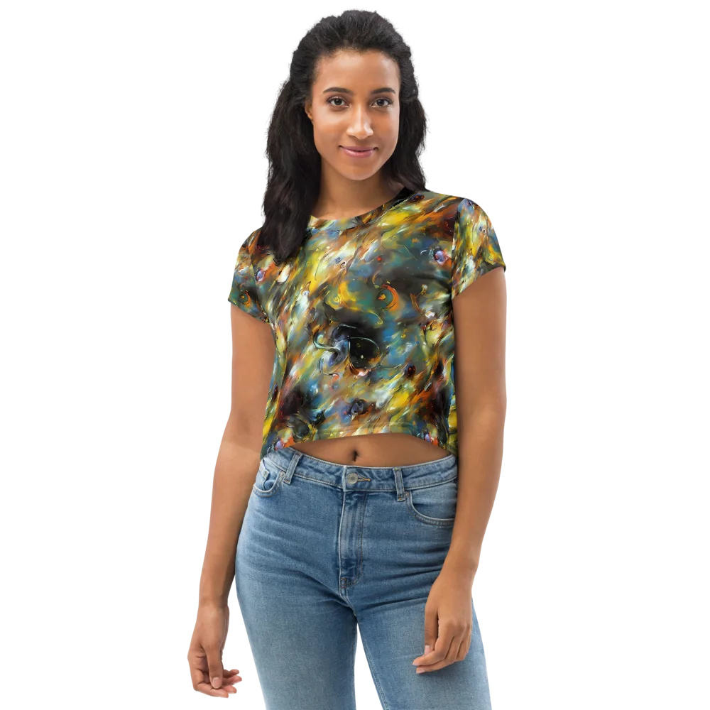 Brushwork Blaze on Crop Tee — Front