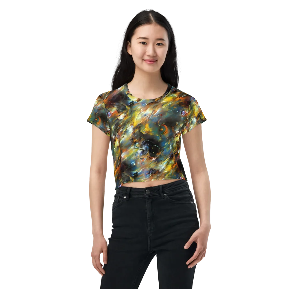 Brushwork Blaze on Crop Tee — Front