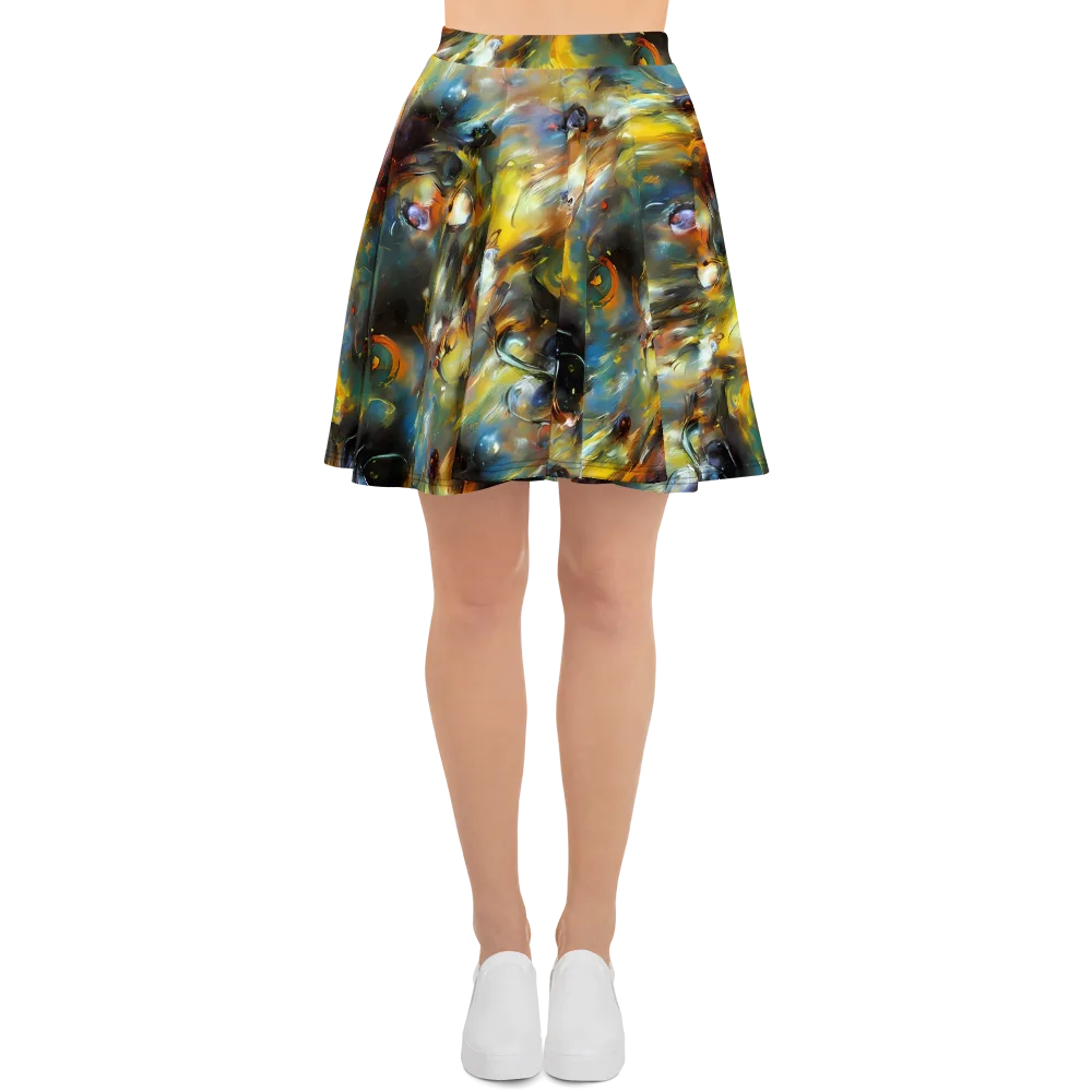 Brushwork Blaze on Skater Skirt — Front