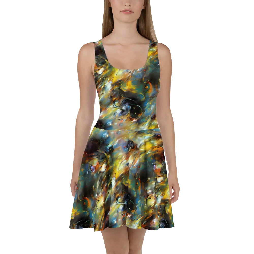 Brushwork Blaze on Skater Dress — Front