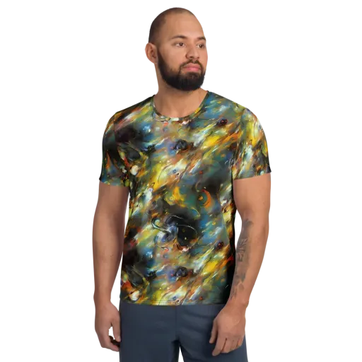 Brushwork Blaze on a Men's Athletic T-Shirt