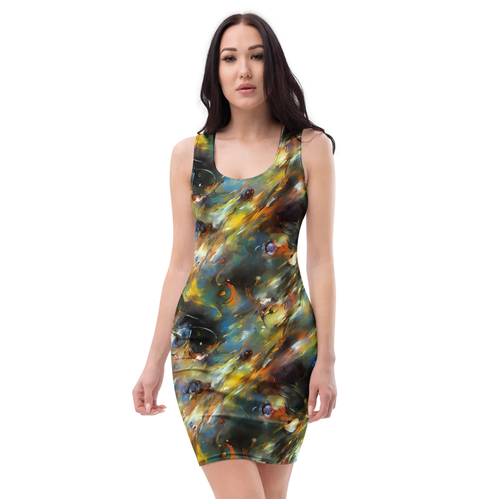Brushwork Blaze on Bodycon Dress — Front