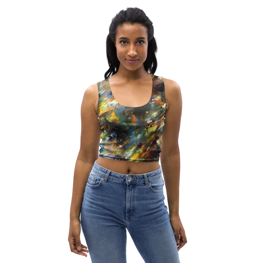 Brushwork Blaze on Crop Top — Front
