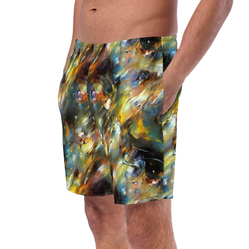 Brushwork Blaze on Swim Trunks — Left Front