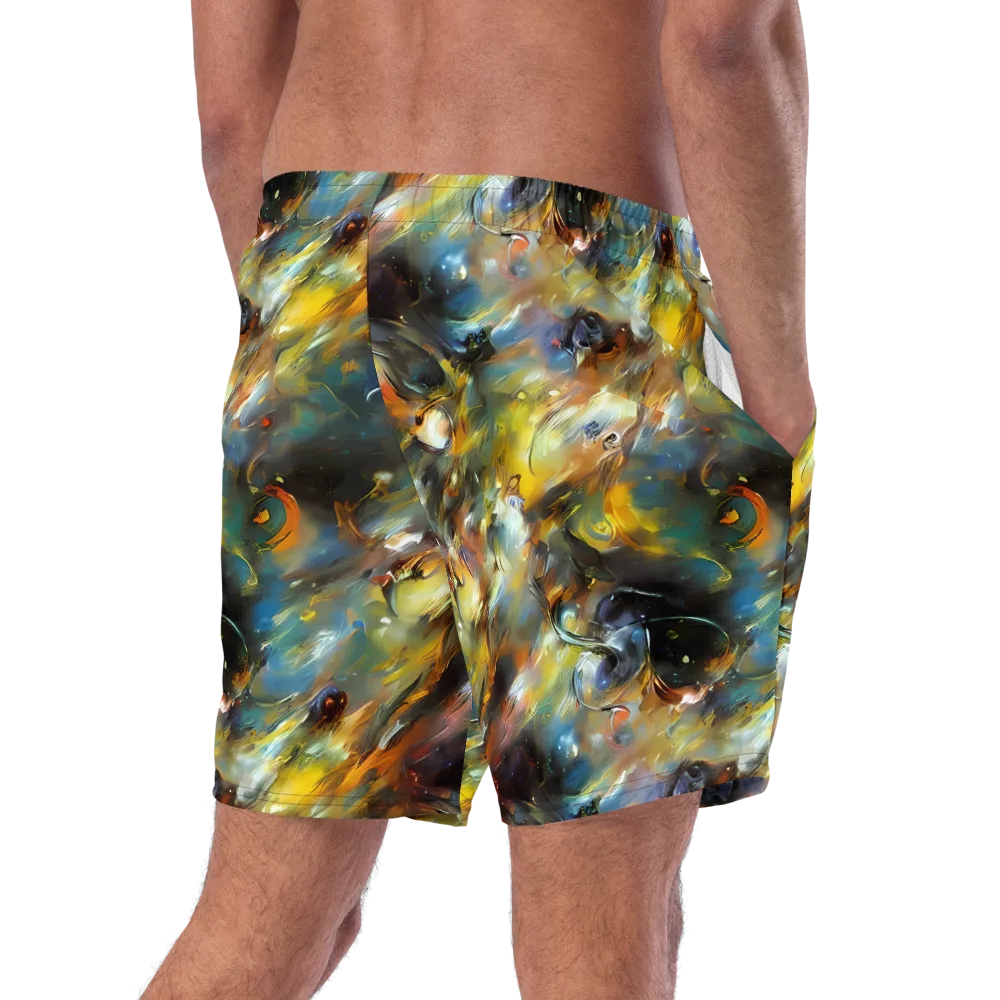 Brushwork Blaze on Swim Trunks — Right Back