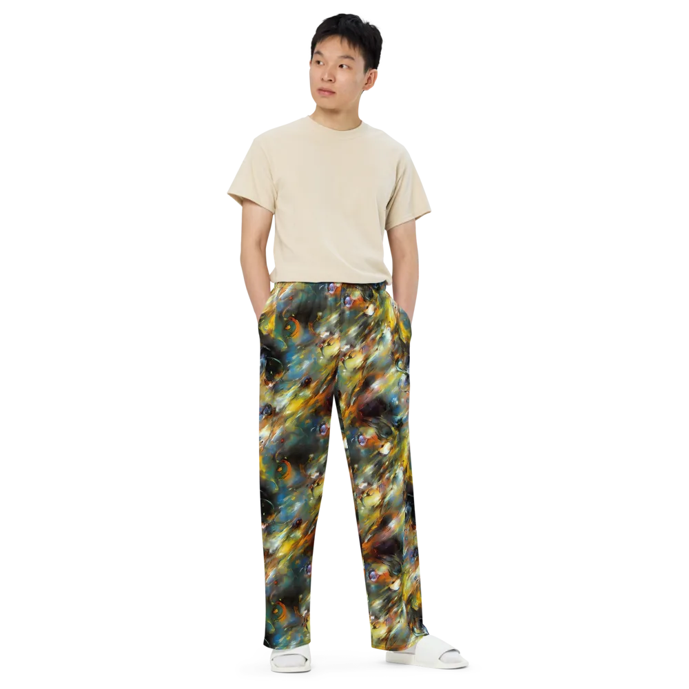 Brushwork Blaze on Wide-Leg Pants — Front