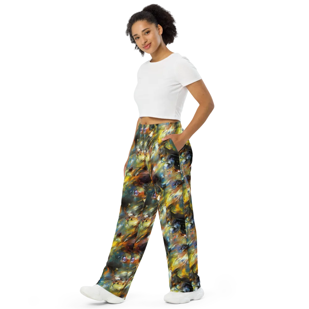 Brushwork Blaze on Wide-Leg Pants — Left Front