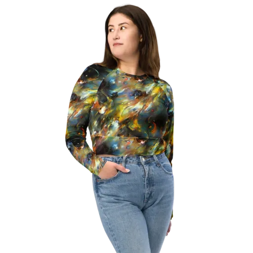 Brushwork Blaze on a Long Sleeve Crop Top