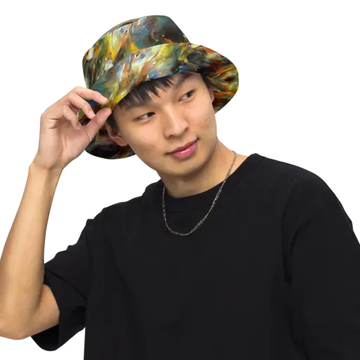 Brushwork Blaze on a Reversible Bucket Hat