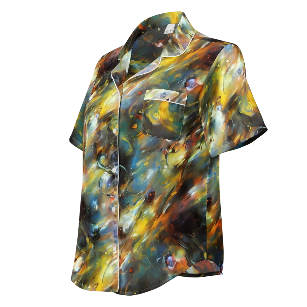 Brushwork Blaze on Women's Short Sleeve Pajama Top — Left Front
