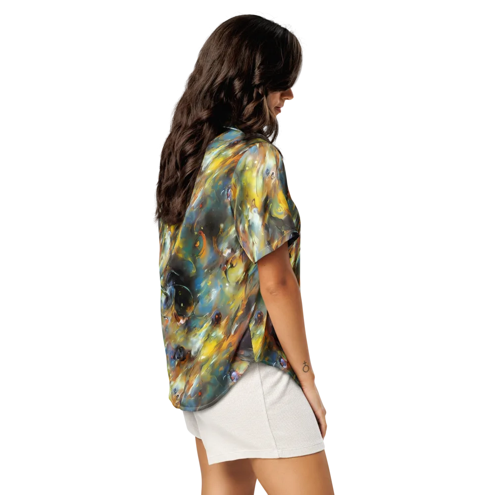 Brushwork Blaze on Women's Short Sleeve Pajama Top — Right Back