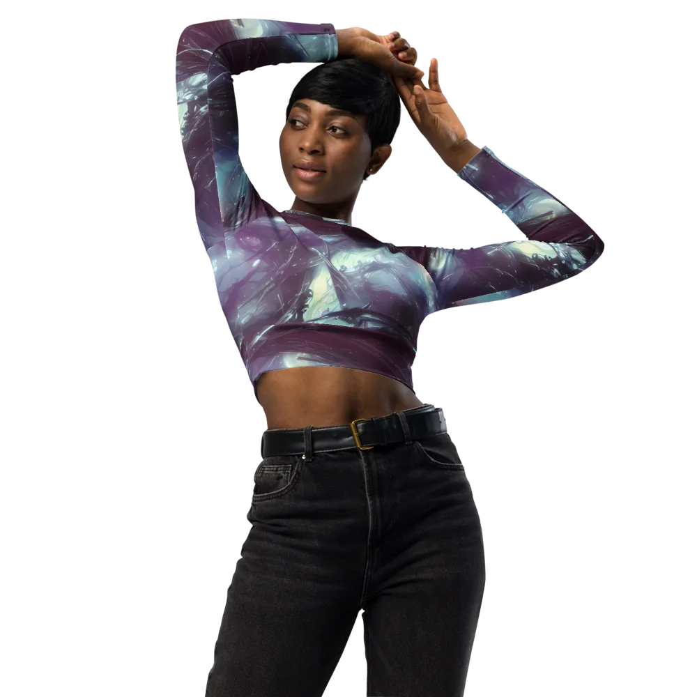 Nihei Shimmer on Long Sleeve Crop Top — Front