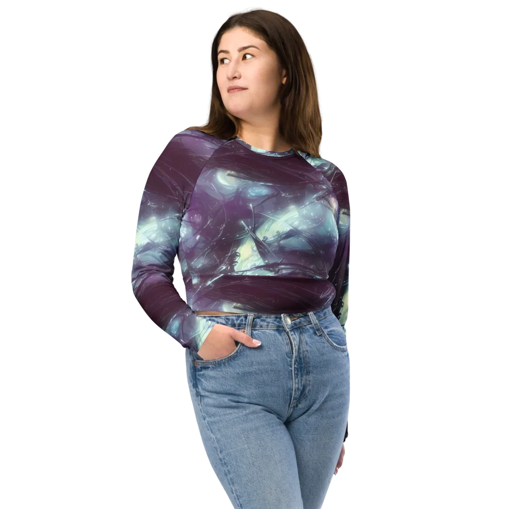 Nihei Shimmer on Long Sleeve Crop Top — Front
