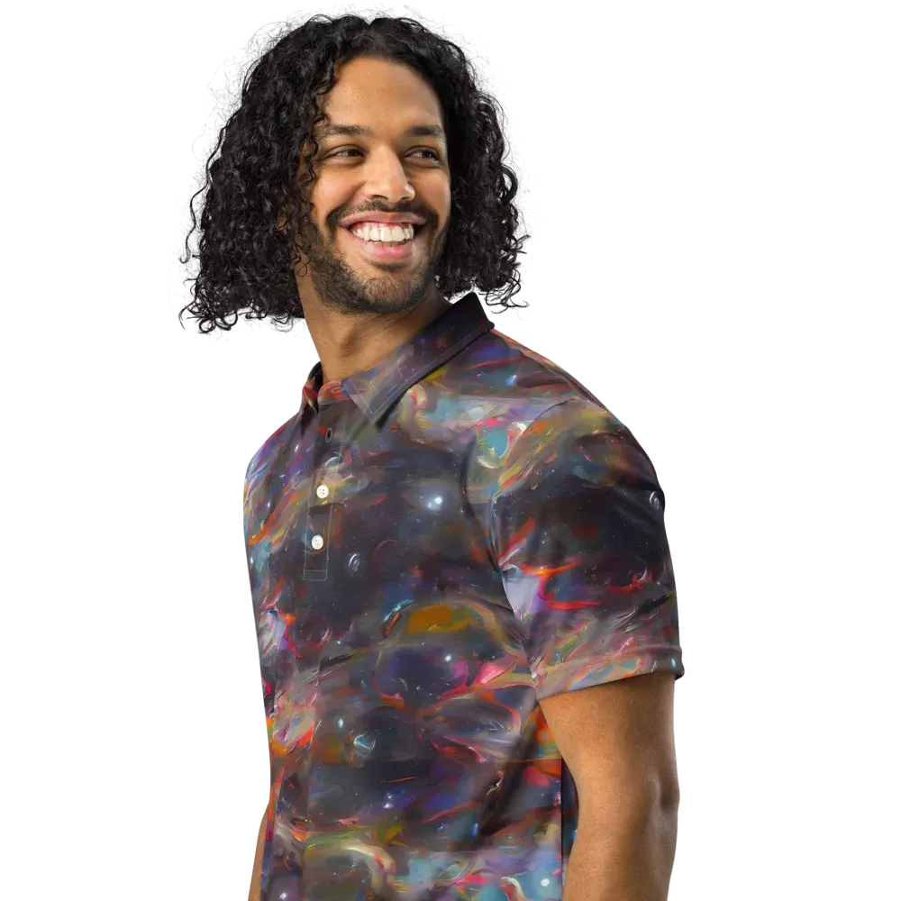Chromatic Flux on Men's Slim Fit Polo Shirt — Left Front