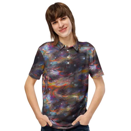 Chromatic Flux on a Men's Slim Fit Polo Shirt