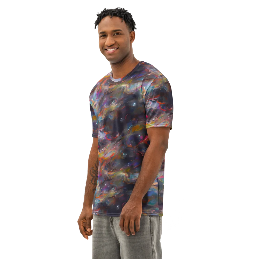 Chromatic Flux on Men's Cotton Crew Neck T-Shirt — Left Front